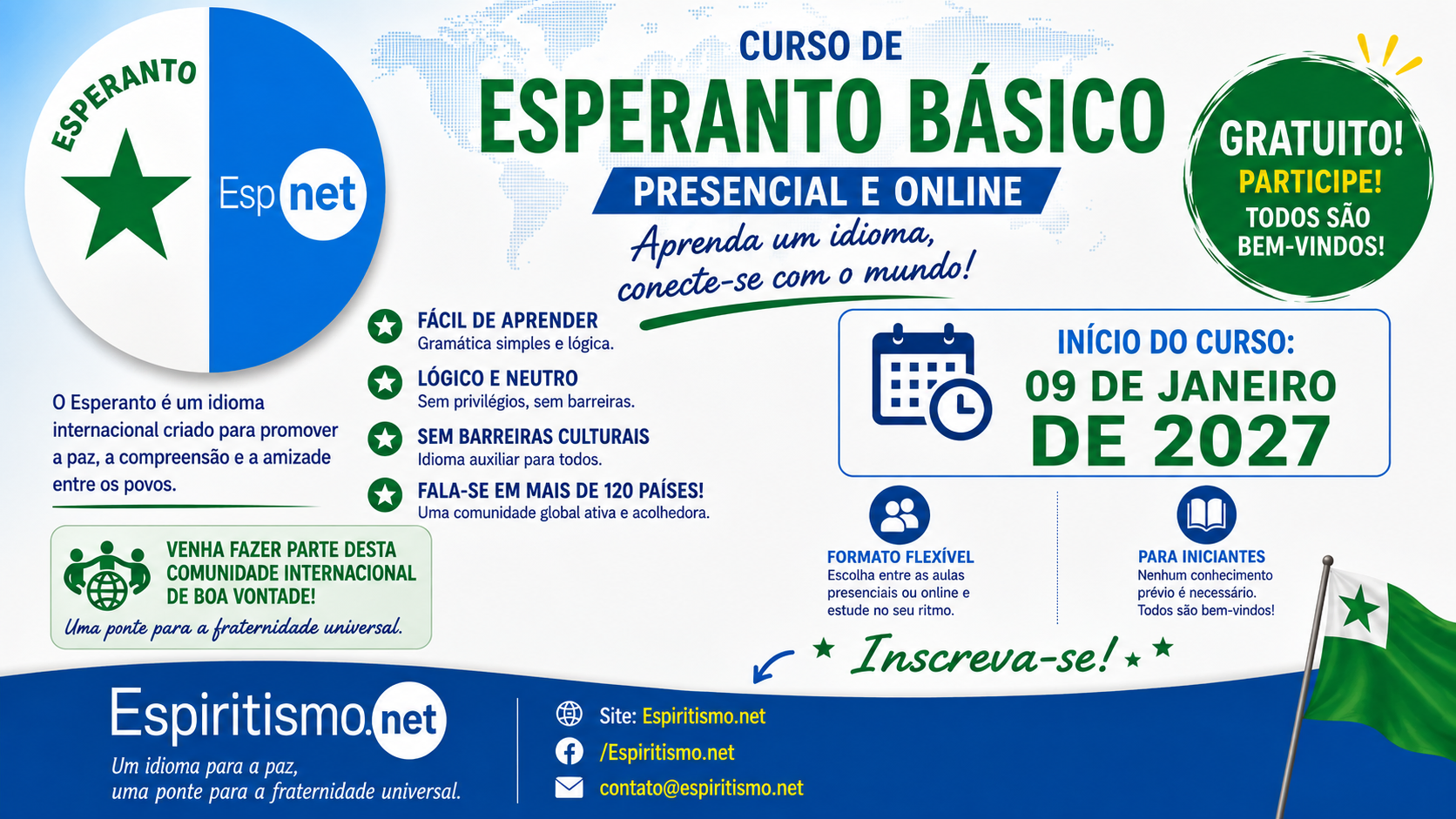 Curso de Esperanto Básico — Presencial e Online